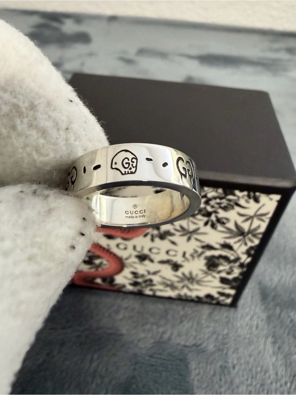 Brand New Gucci Ghost Sterling Silver 925 Ring Size 18 (US 8.5)
